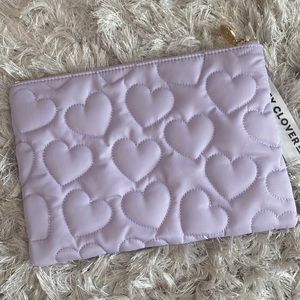 Stoney Clover Lane purple puffy heart flat pouch